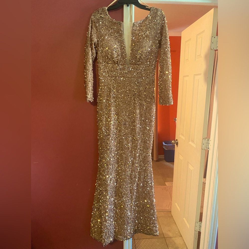 Giffniseti Long Sleeve Rose Gold Dress